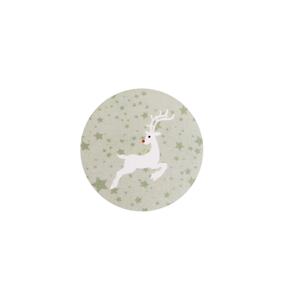 Christmas Green Reindeer Stickers 40mm - Pack of 10