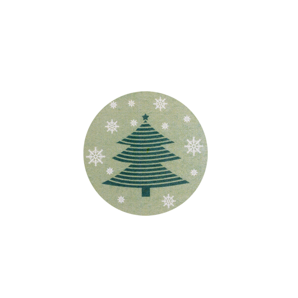 Christmas Green Tree with White Snowflakes Stickers 40mm - Pack of 10