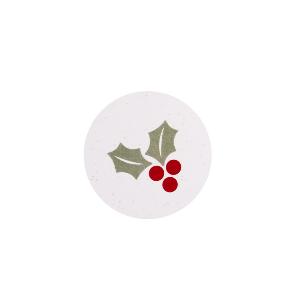 Christmas Holly White Stickers 40mm - Pack of 10