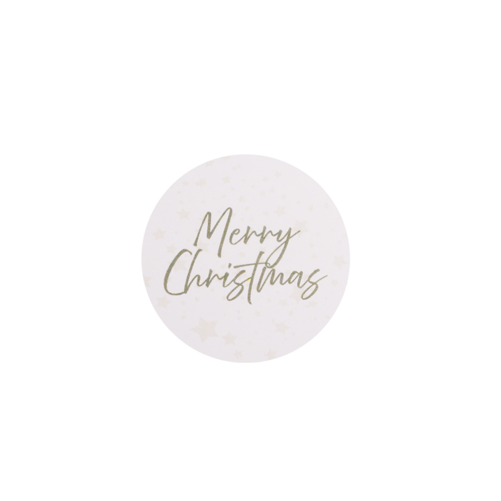 'Merry Christmas' White Stickers 40mm - Pack of 10