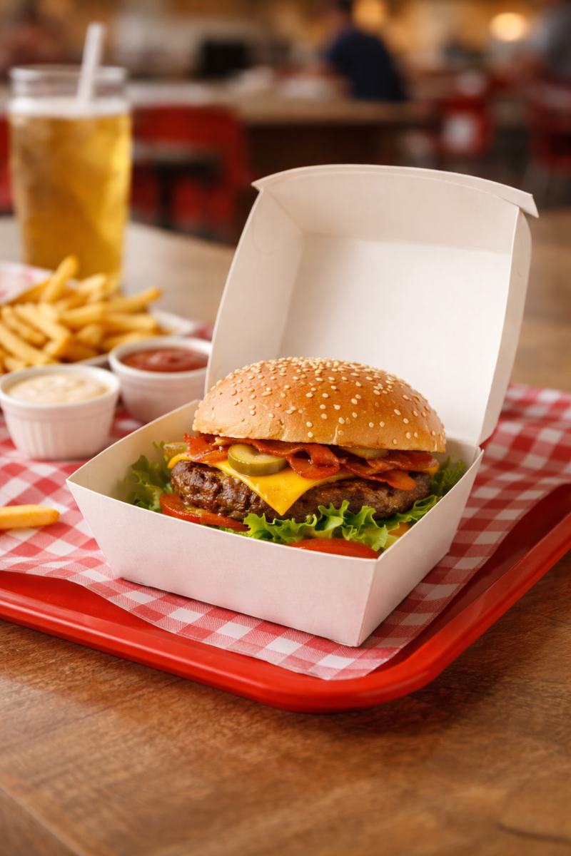 Barrier-lined food packaging for takeaway and deli use