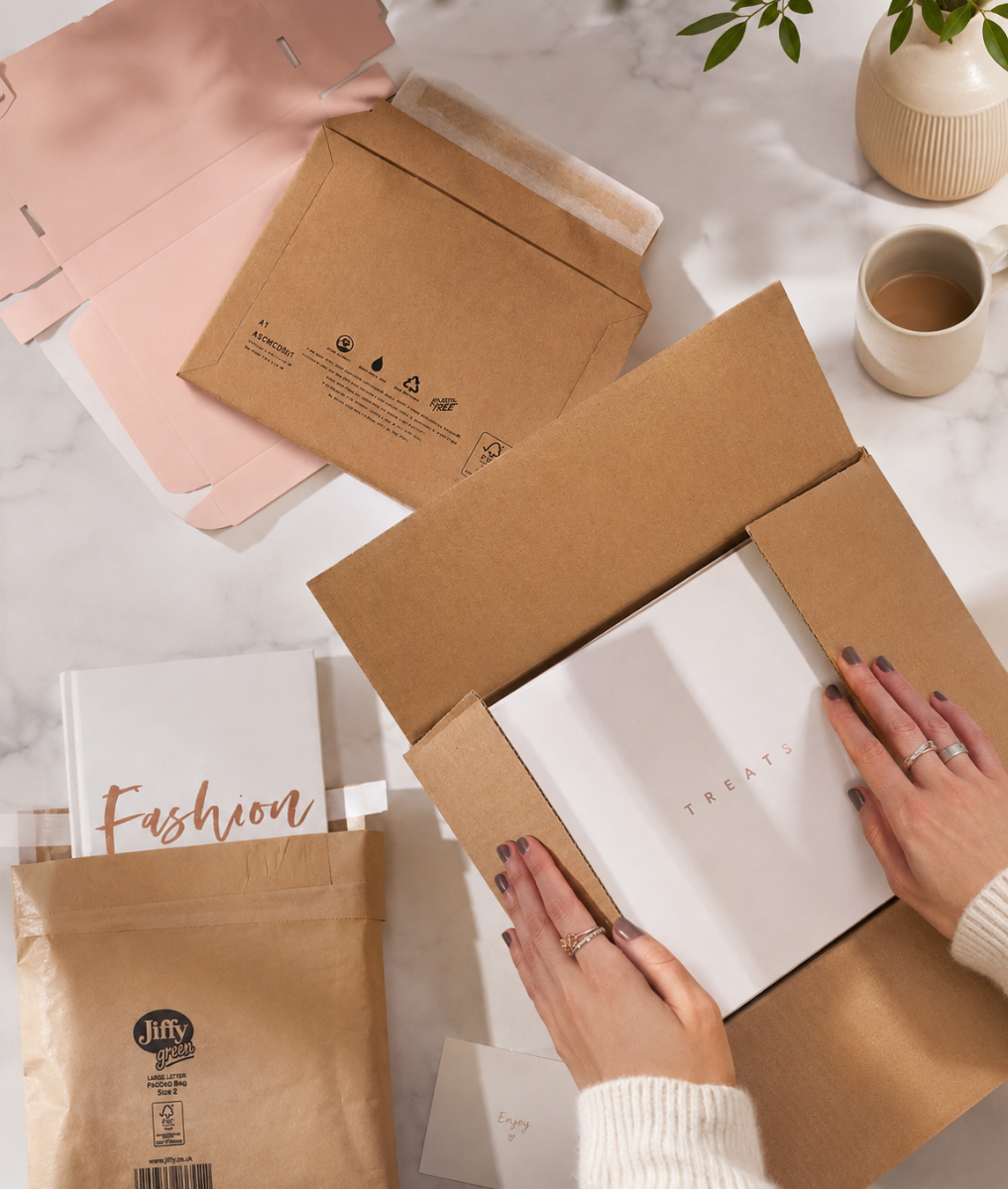 Flat paper mailing bags for slim clothing and accessories