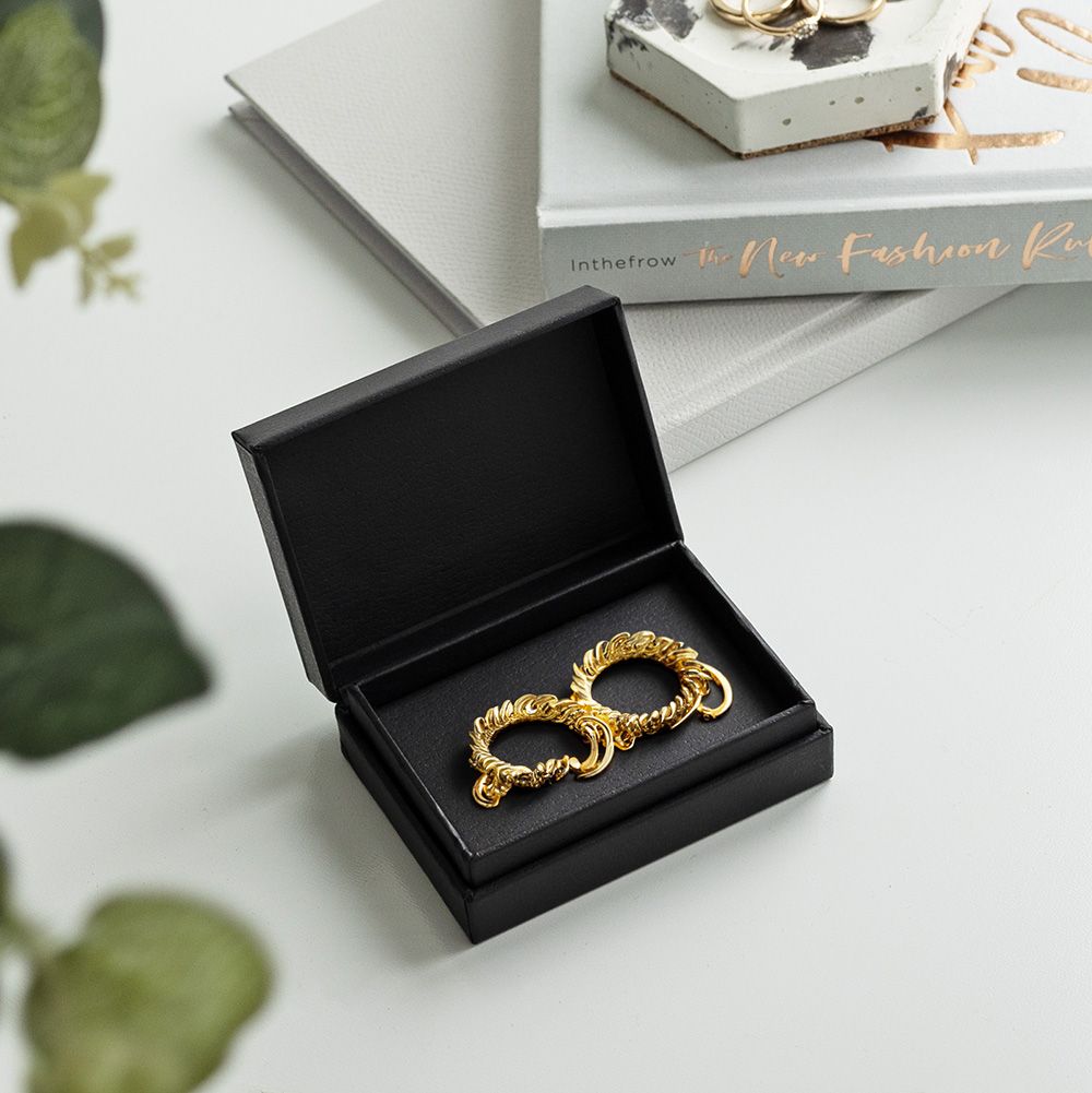Close up of small jewellery box corners and wrapped edges