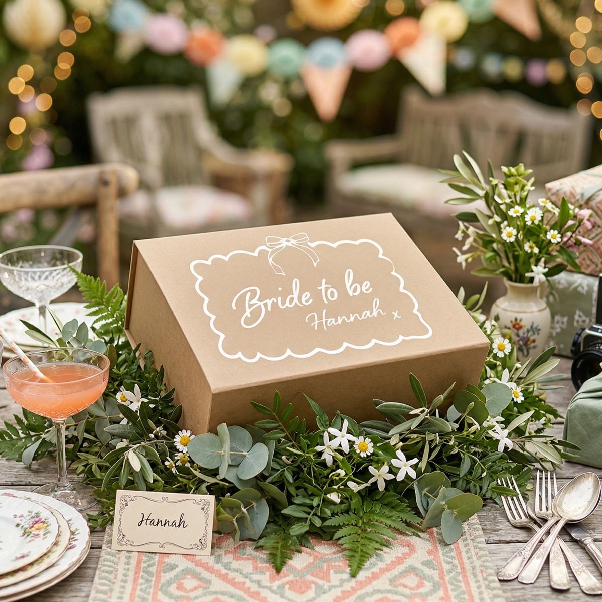 Luxury bridesmaid magnetic gift box with neatly sized contents