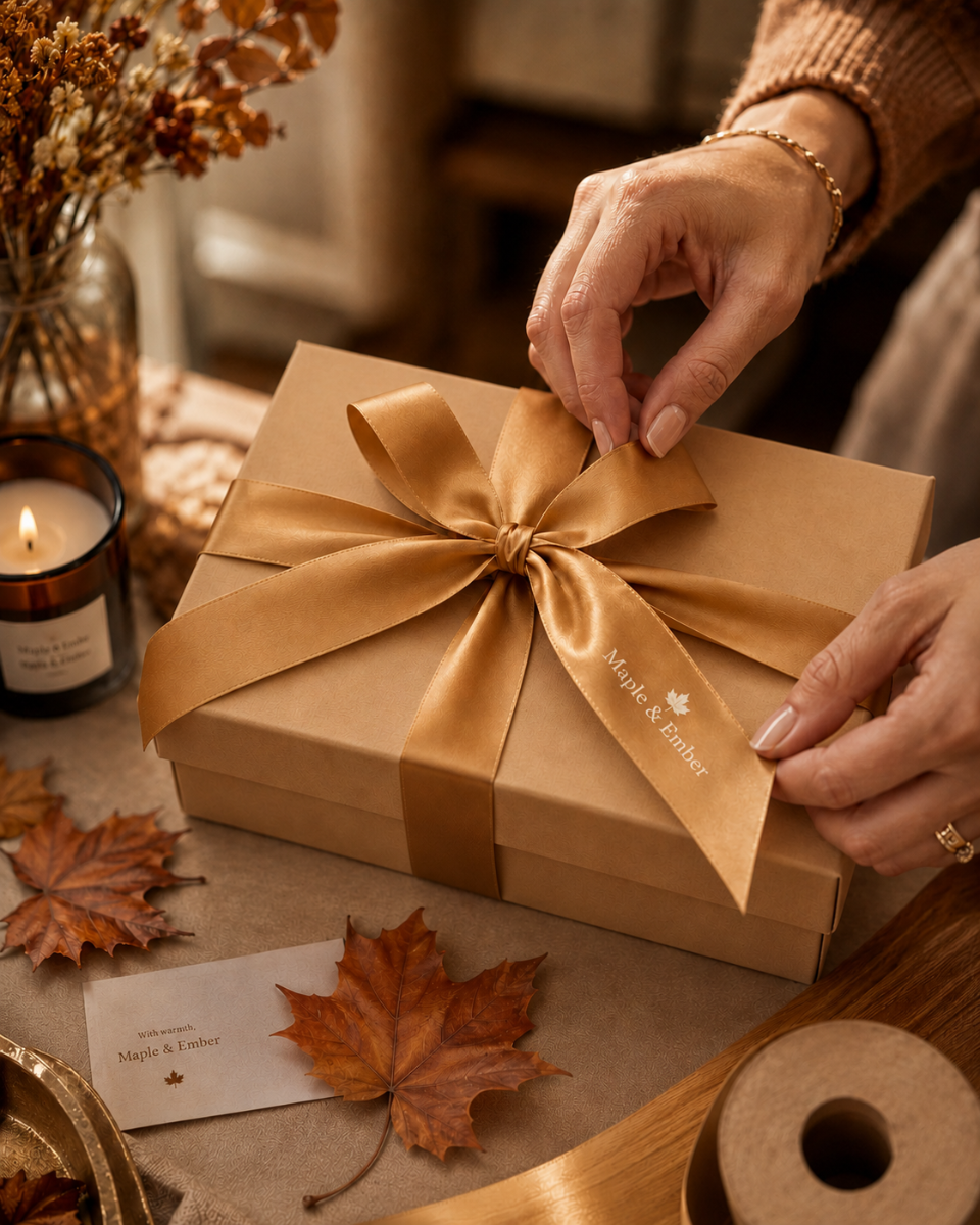 Golden and rust autumn packaging