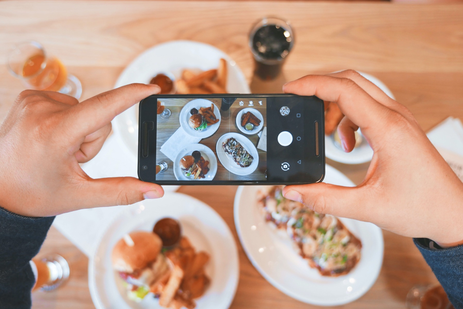 Blogging ideas - mobile photo of a flat lay table of food